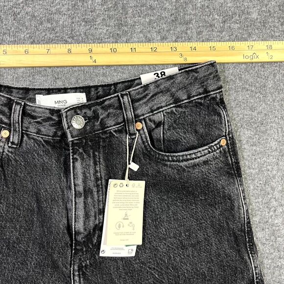 MNG Mango High Waist Tapered Fit Jeans Black Womens Size USA 6 EUR 38 (30x30) - Picture 5 of 15